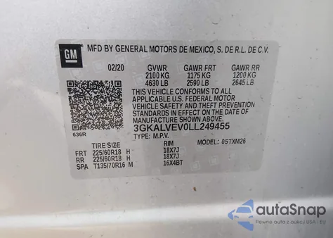 2020 GMC Terrain Awd Slt из США, поврежденный, VIN 3GKALVEV0LL249455